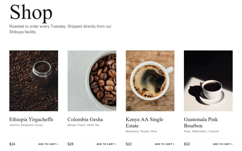 Specialty Coffee Product Detail UI